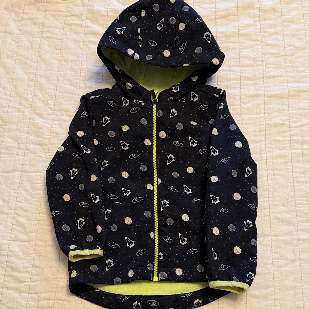 Cat & Jack Black and Green Space Raincoat